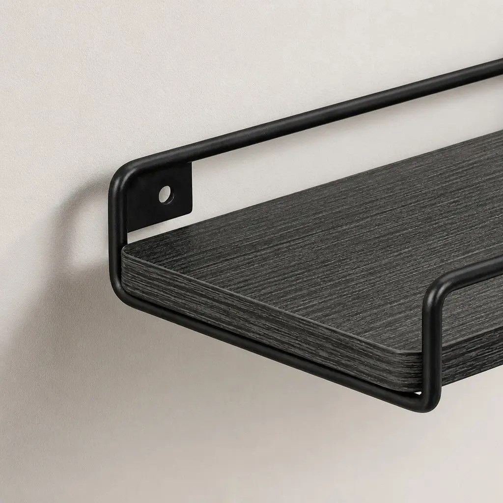 Floating Corner Wall Shelves for Bedroom Kitchen 2 Piece 40cm x 29cm x 4cm Black