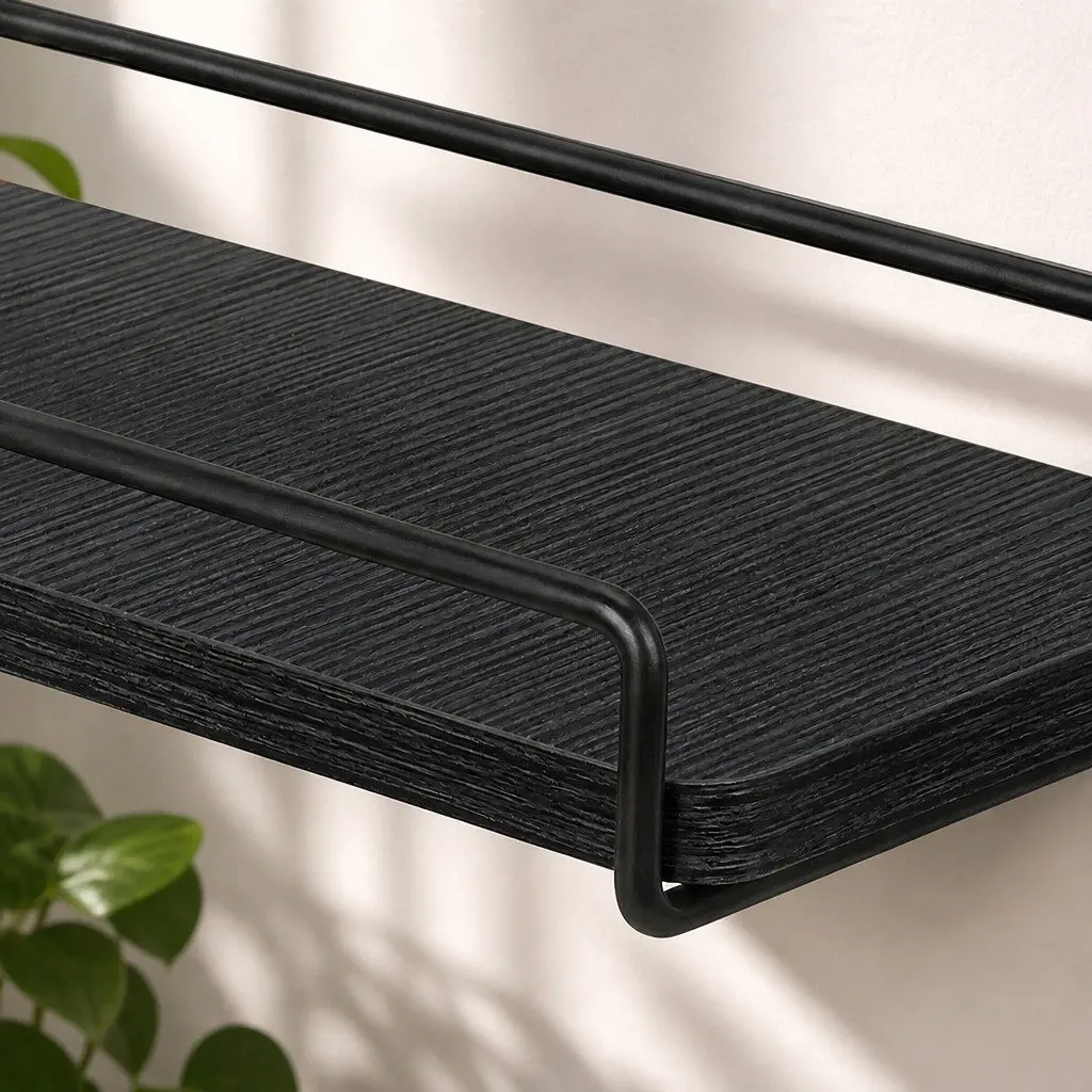Floating Corner Wall Shelves for Bedroom Kitchen 2 Piece 40cm x 29cm x 4cm Black