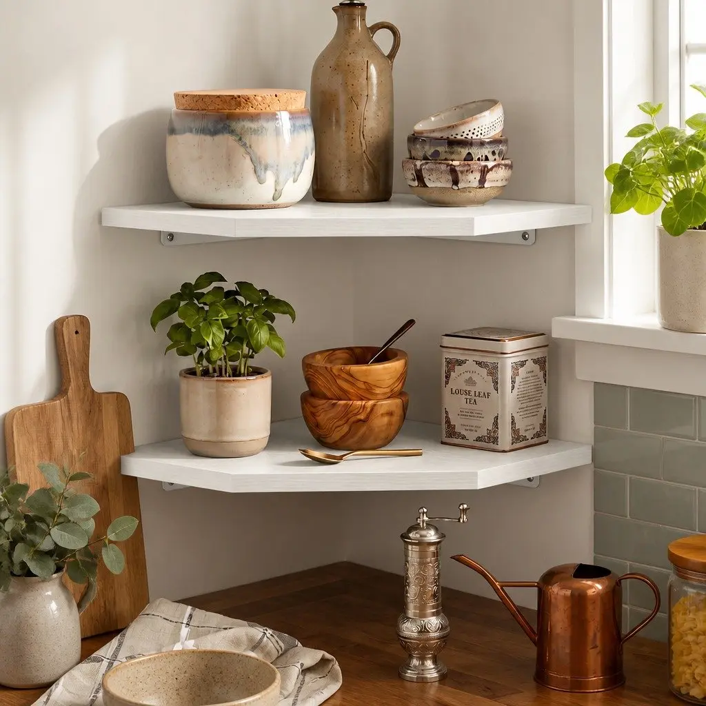 2 Pcs Corner Wall Shelves