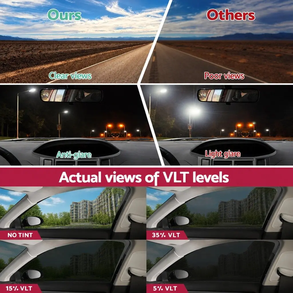 5% VLT Black Window Tint Film Roll 100cm x 30m