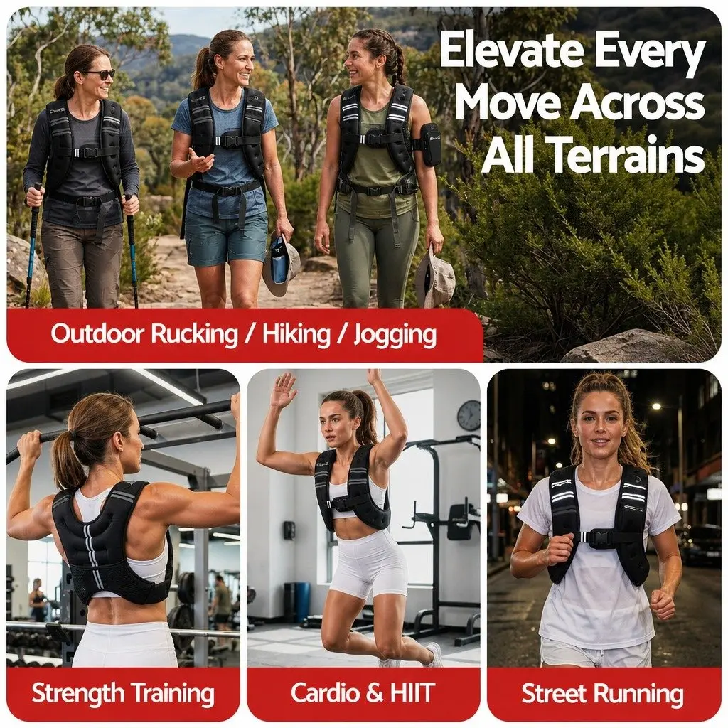 8kg Weighted Vest for Running Training Gym Fitness Black