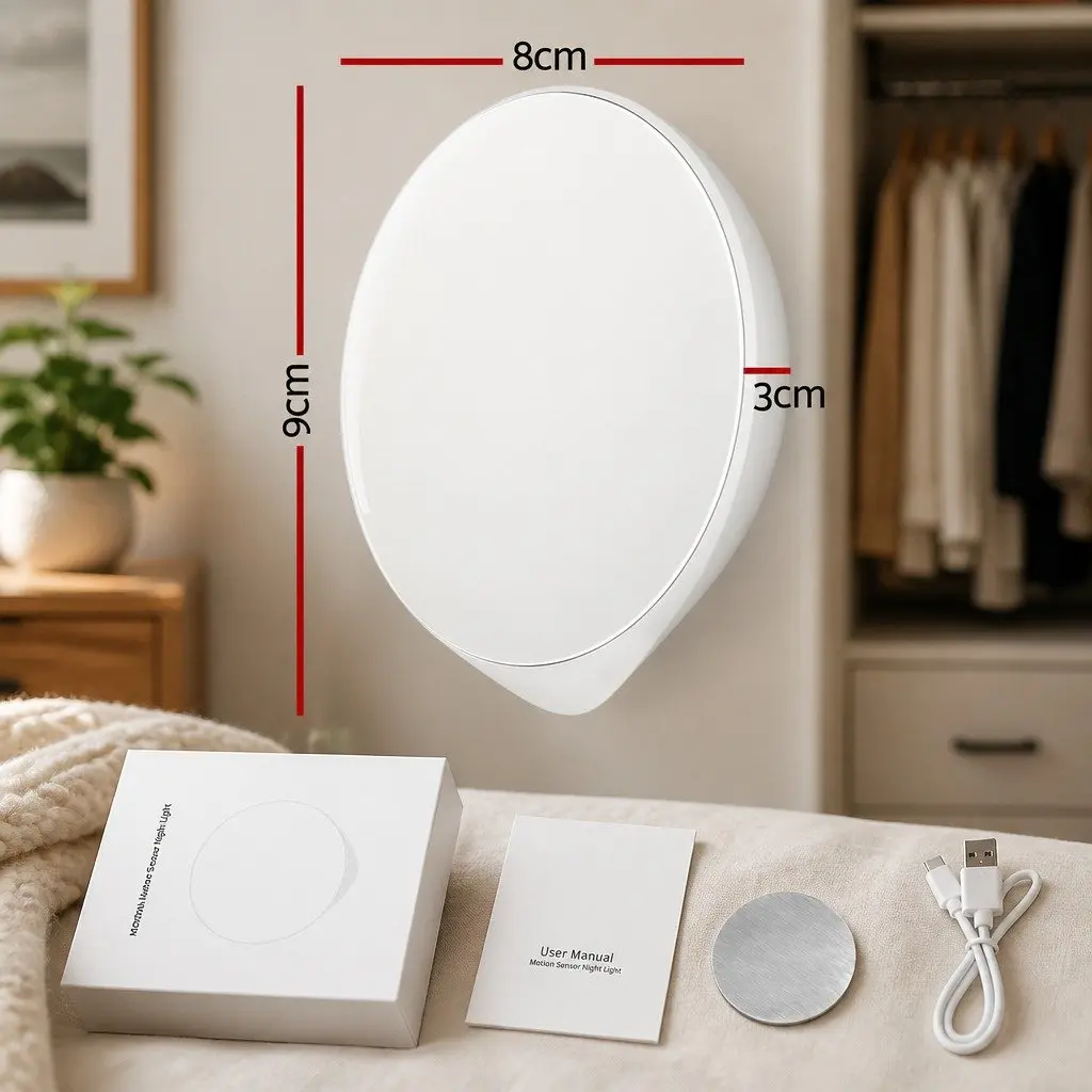 Motion Sensor Night Light USB-C Rechargeable Closet Bedroom Stairs 2 Pack