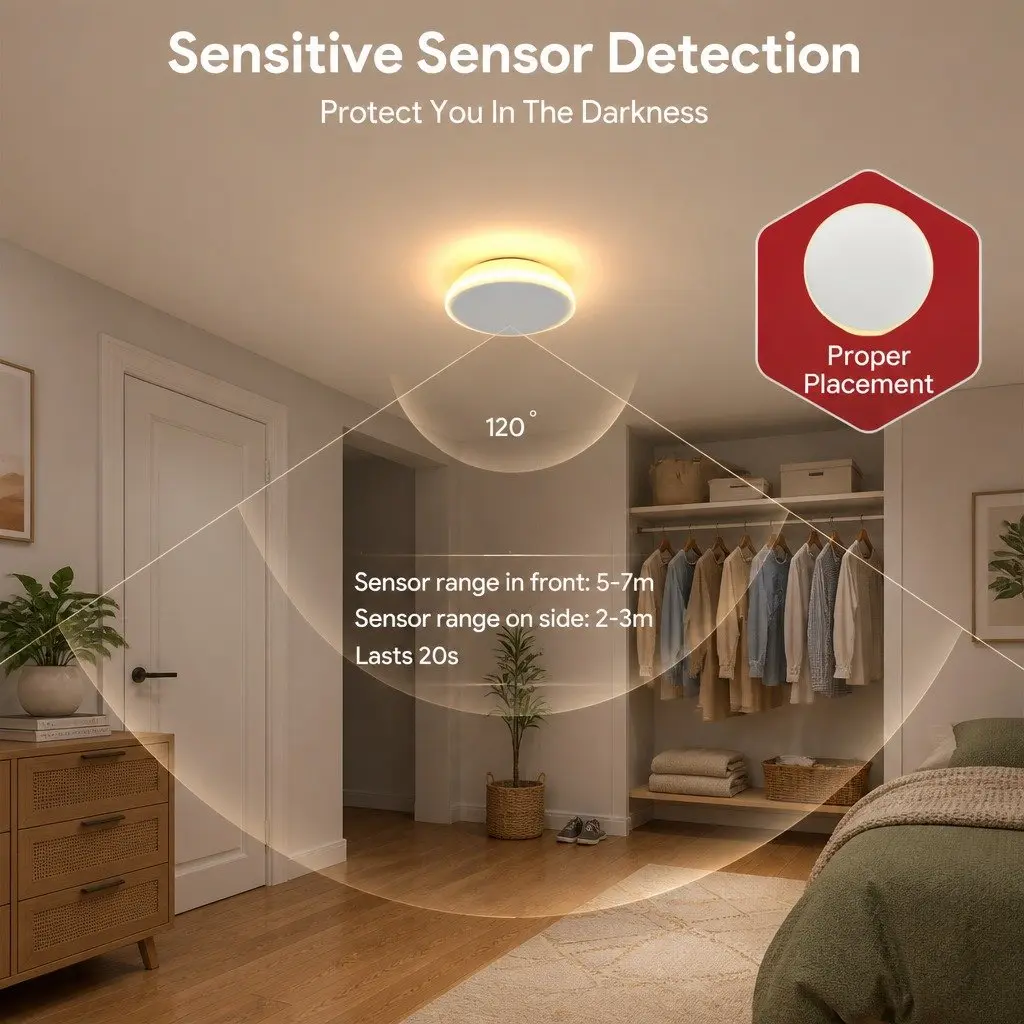 Motion Sensor Night Light USB-C Rechargeable Closet Bedroom Stairs 2 Pack
