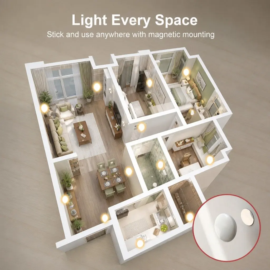 Motion Sensor Night Light USB-C Rechargeable 3 Pack Closet Bedroom Kitchen Stair