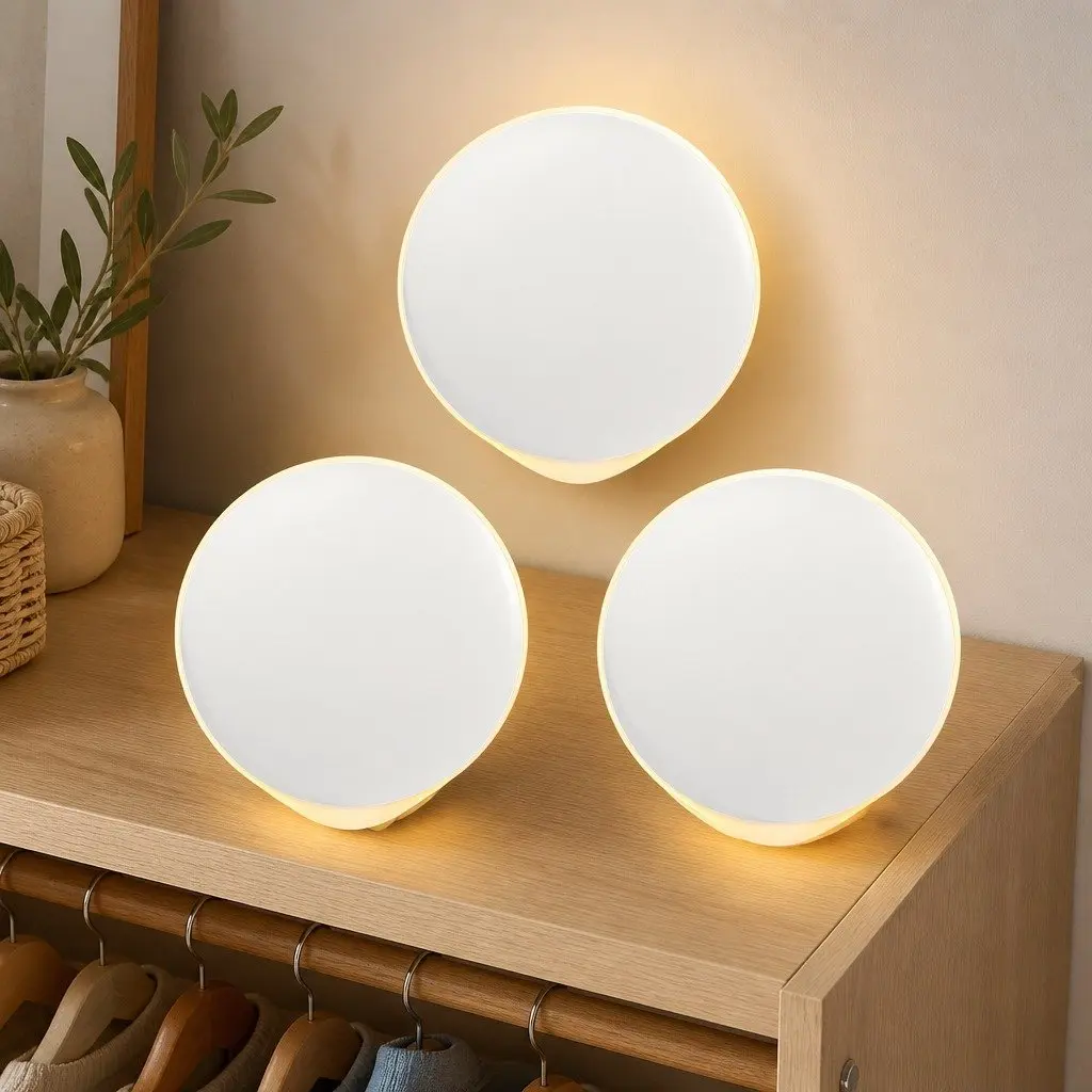Motion Sensor Night Light USB-C Rechargeable 3 Pack Closet Bedroom Kitchen Stair