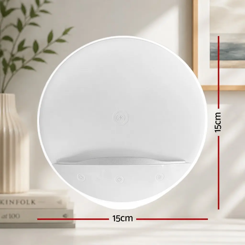 Bedside Table Lamp for Nightstand 15 x 15 x 8.5 cm with Wireless Charger Phone Holder Touch Control Dimmable LED