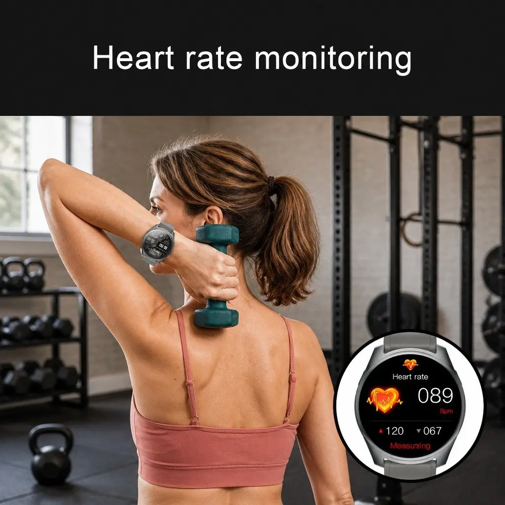 Watch with Pop-Up Earbuds for Fitness 1.43 inch Round Display