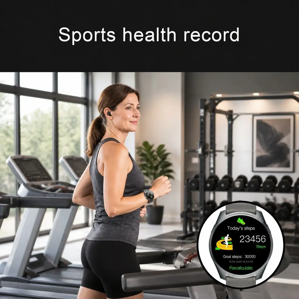 Watch with Pop-Up Earbuds for Fitness 1.43 inch Round Display