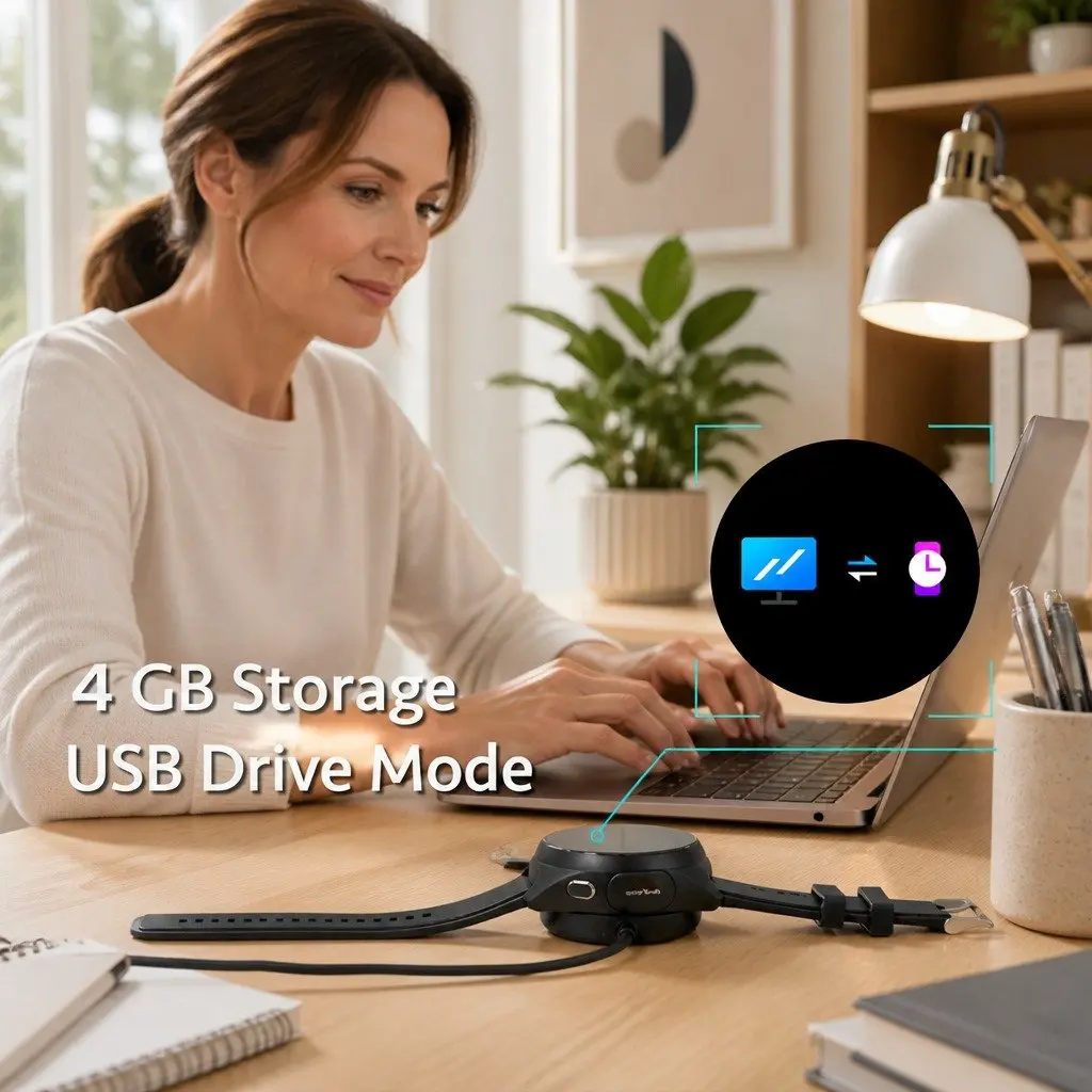 Watch with Pop-Up Earbuds for Fitness 1.43 inch Round Display