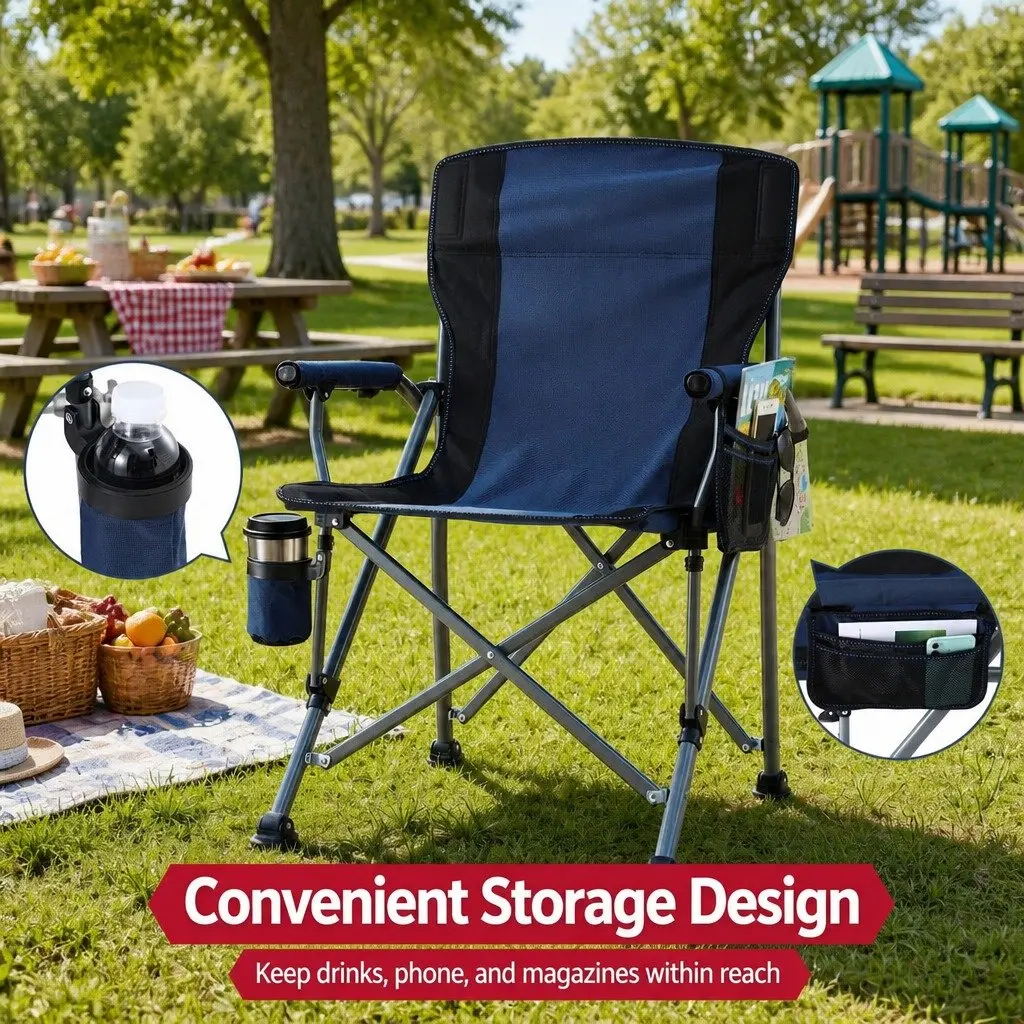 Folding Camping Chair Outdoor Use Lightweight Portable Size 58 x 57 x 93 cm
