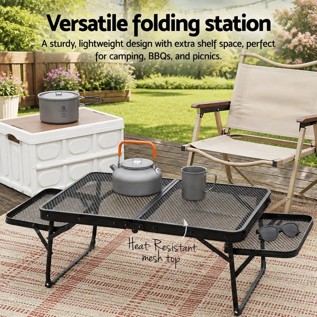 Folding Camping Table Outdoor Portable Mesh Cooking Desktop Lightweight 88x60cm