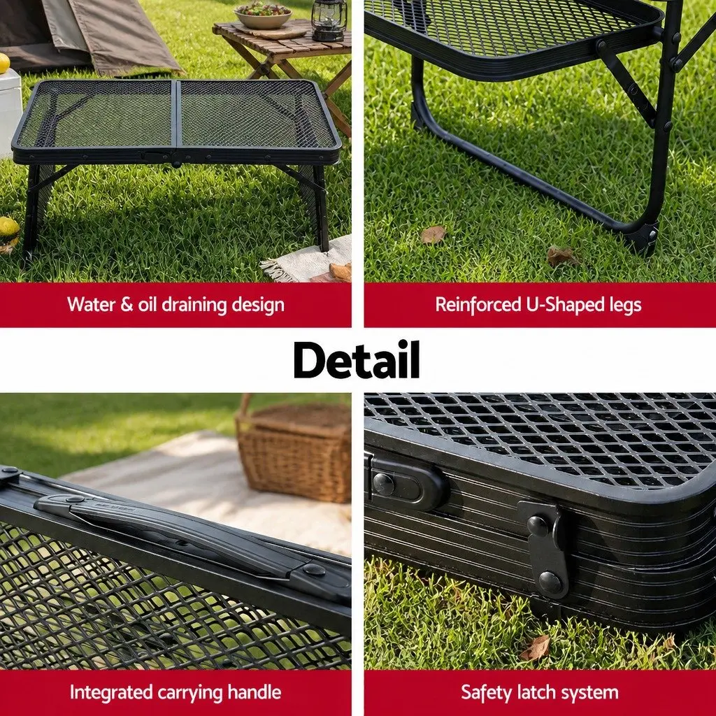 Folding Camping Table Outdoor Portable Mesh Cooking Desktop Lightweight 88x60cm
