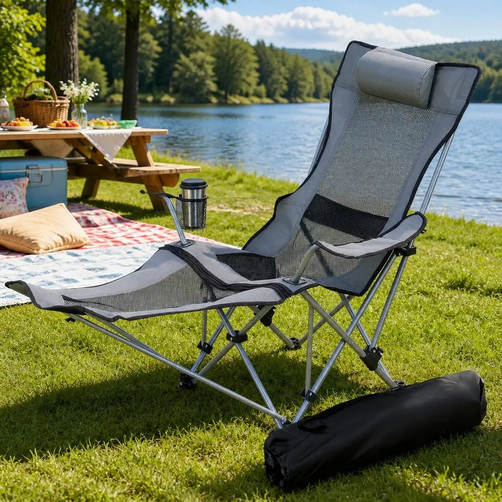 Grey Outdoor Folding Camping Chair