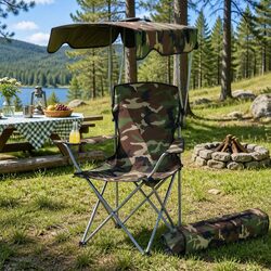 Camping Chair with Canopy Folding Portable Outdoor Seat Lightweight Fishing