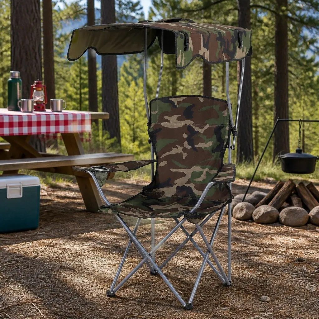 Camping Chair with Canopy Outdoor Lightweight Folding Seat