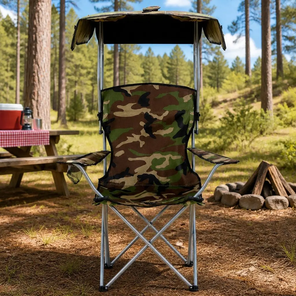 Camping Chair with Canopy Outdoor Lightweight Folding Seat