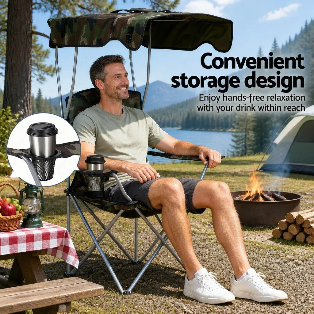 Camping Chair with Canopy Outdoor Lightweight Folding Seat