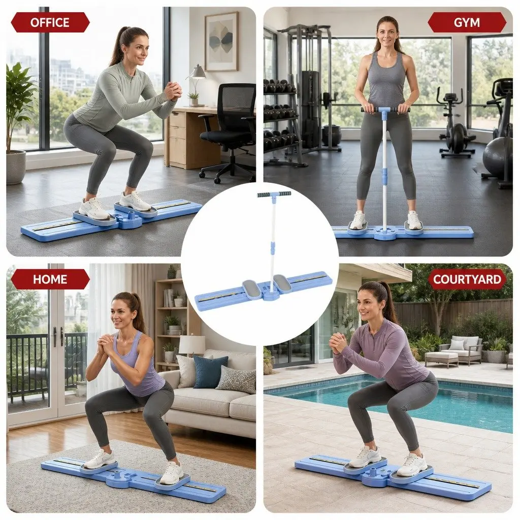 Thigh Hip Exerciser Foldable Ski Leg Trainer Machine Home Fitness Cardio Workout