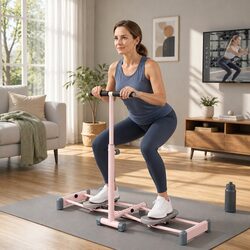 Foldable Ski Exercise Machine Leg Thigh Trainer Home Fitness Cardio Workout Pink