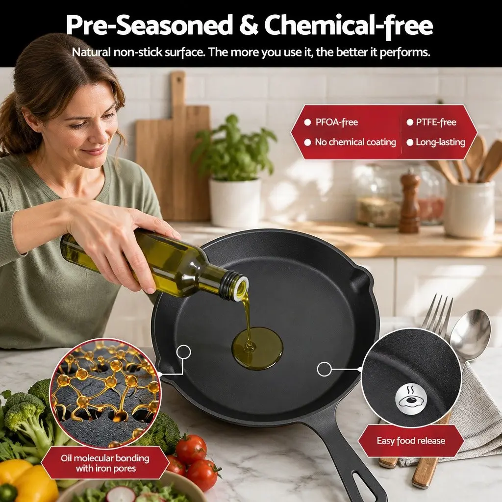 Cast Iron Frying Pan Skillet Set for Cooking 4 Piece Black 14cm 16cm 20cm 24cm