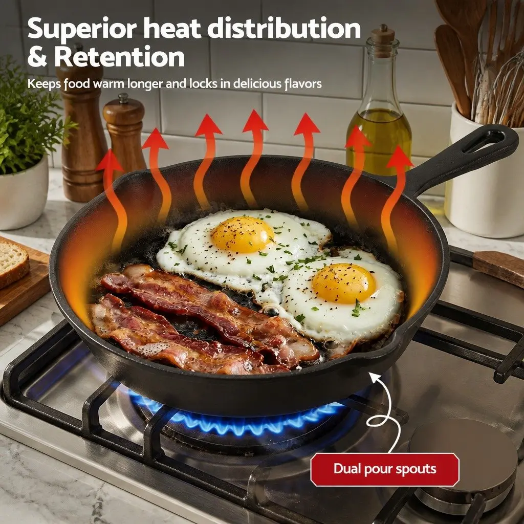 Cast Iron Frying Pan Skillet Set for Cooking 4 Piece Black 14cm 16cm 20cm 24cm