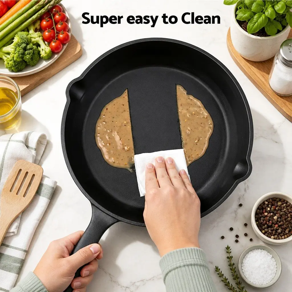 Cast Iron Frying Pan Skillet Set for Cooking 4 Piece Black 14cm 16cm 20cm 24cm