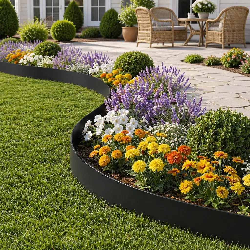 Garden Edging 60ft 30pcs Flexible Plastic Lawn Border Black Landscape Edging
