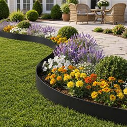 Garden Edging Specifications: 60ft of Black Plastic Border