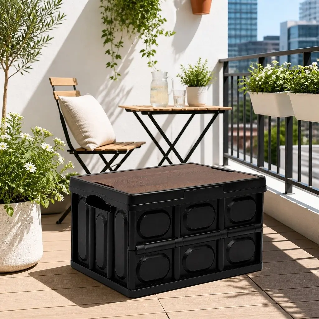 Collapsible Outdoor Storage Box 50L for Camping and Home Organization Black