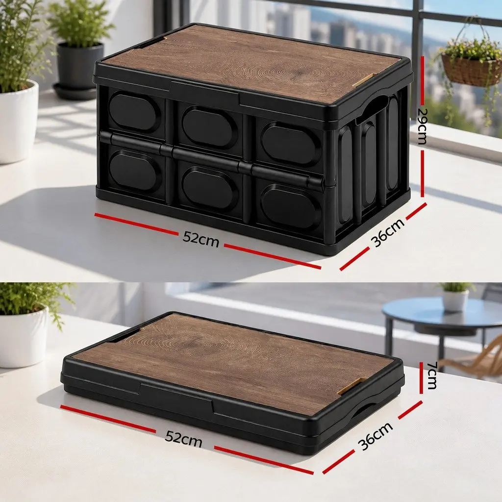 Collapsible Outdoor Storage Box 50L for Camping and Home Organization Black