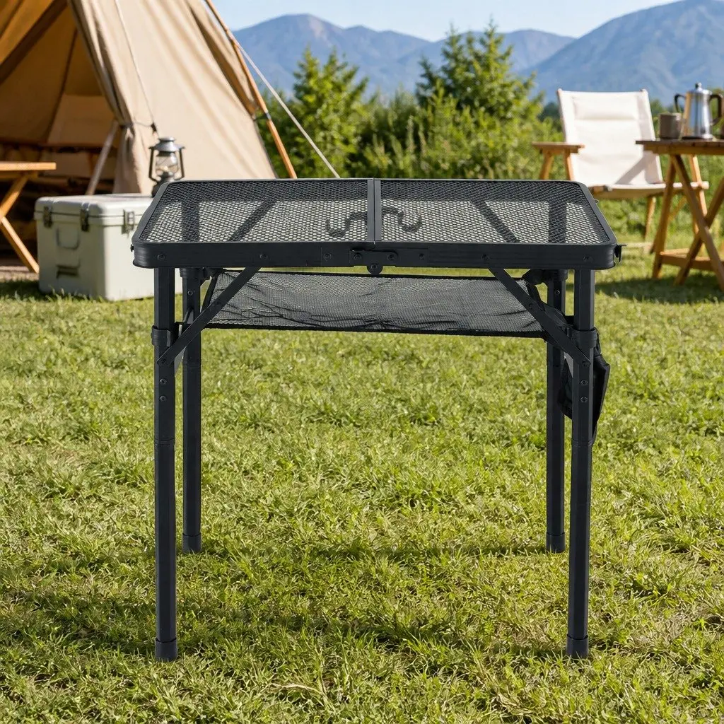 Portable Camping BBQ Table 60x40x56cm Foldable Outdoor Grill Workstation