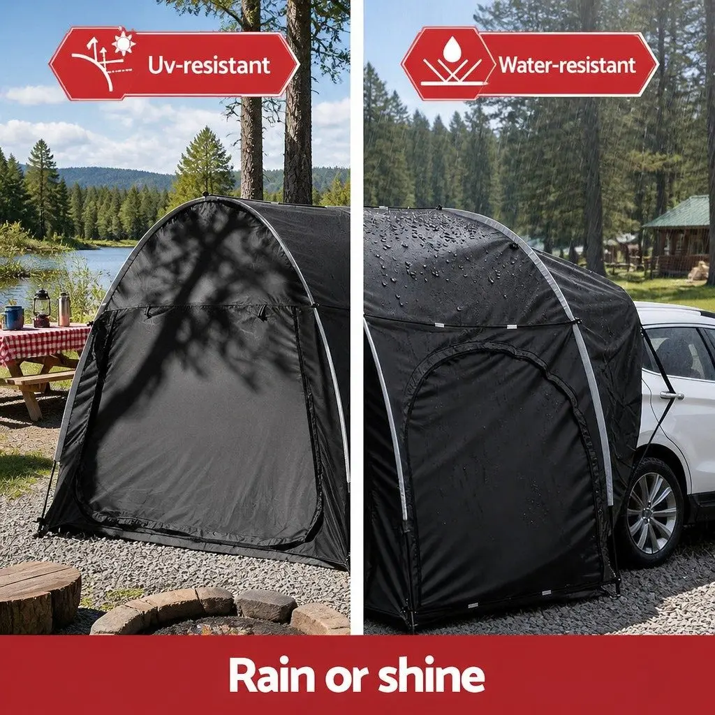 Car SUV Rear Hatchback Camping Tent Canopy Portable Outdoor Family Black