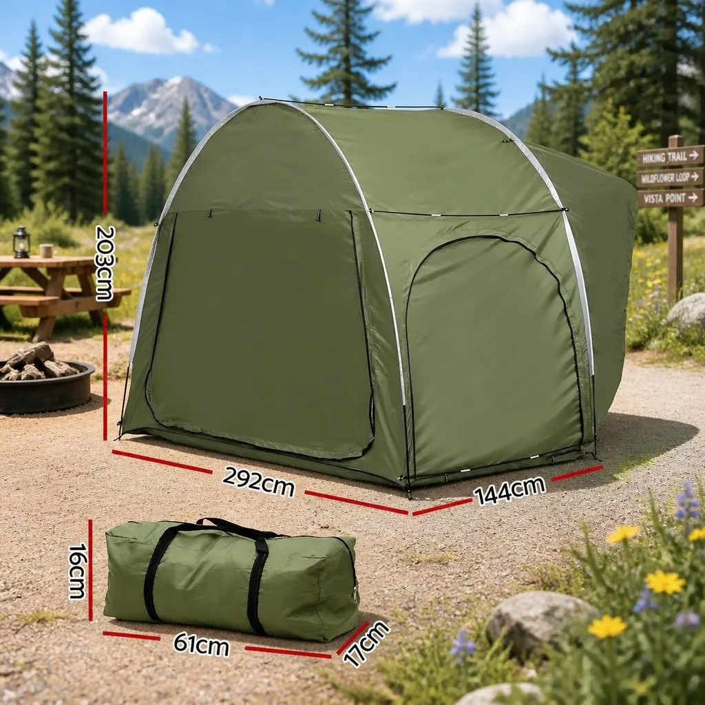 Car Camping Tent Rear Hatchback SUV Canopy Portable Green Shelter for Outdoor Use 292 x 144 x 203 cm