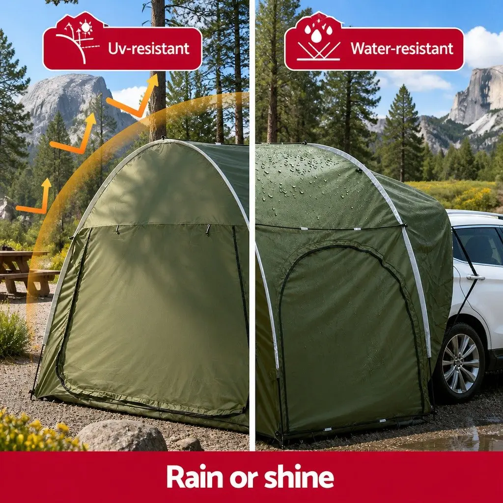Car Camping Tent Rear Hatchback SUV Canopy Portable Green Shelter for Outdoor Use 292 x 144 x 203 cm