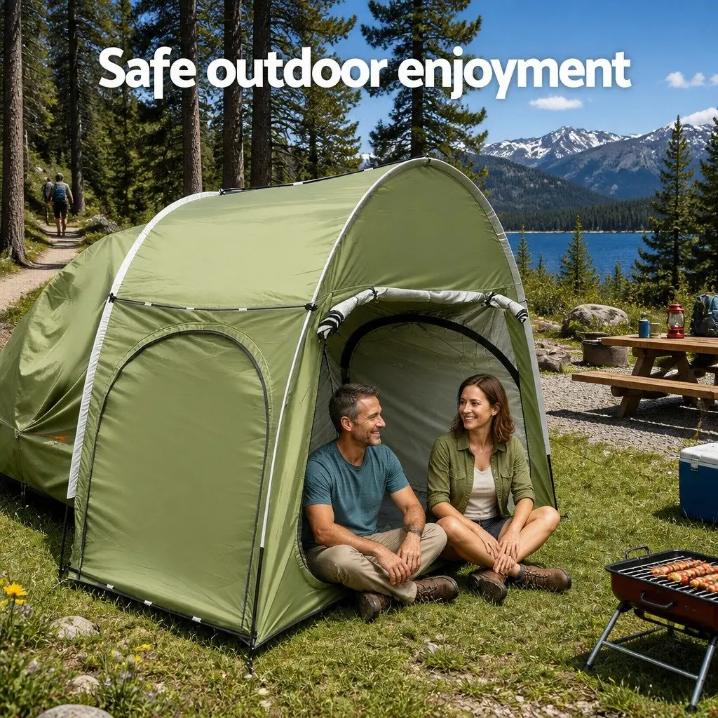 Car Camping Tent Rear Hatchback SUV Canopy Portable Green Shelter for Outdoor Use 292 x 144 x 203 cm