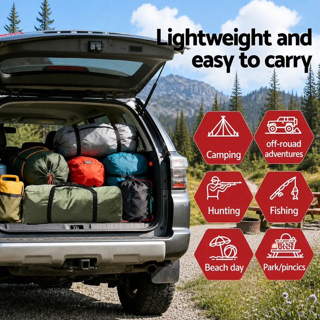 Car Camping Tent Rear Hatchback SUV Canopy Portable Green Shelter for Outdoor Use 292 x 144 x 203 cm