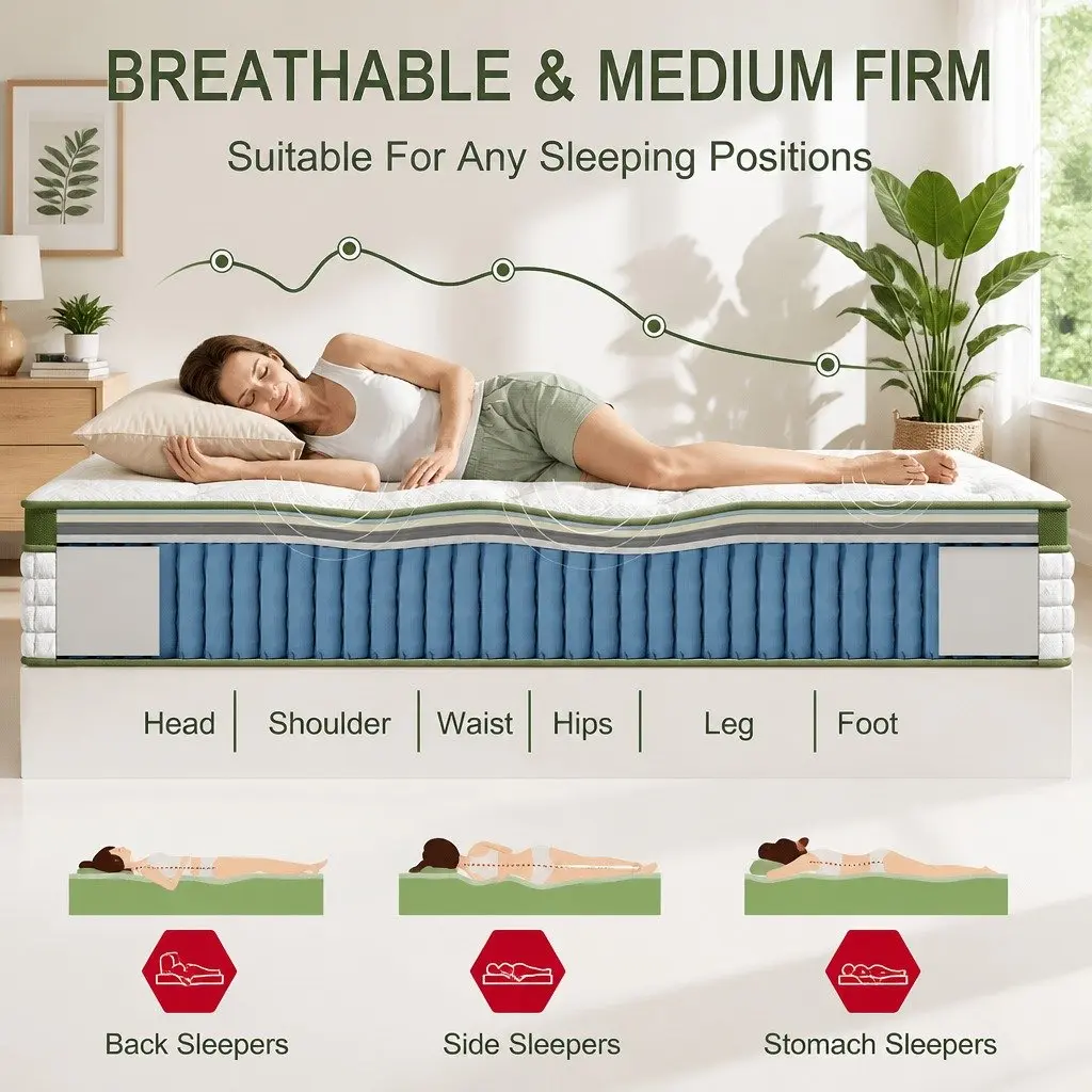 King Single Hybrid Mattress for Bedroom 30cm Gel Memory Foam Pocket Spring