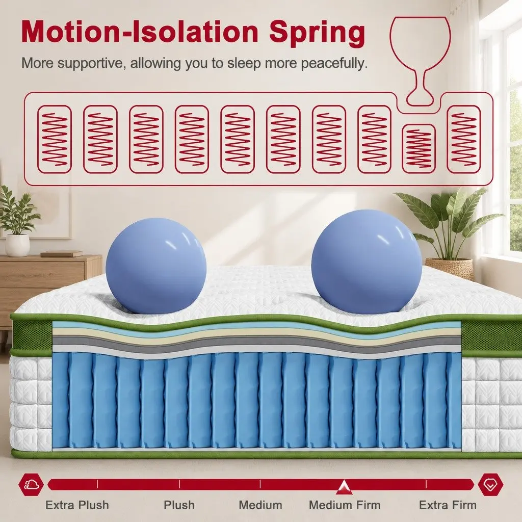 King Single Hybrid Mattress for Bedroom 30cm Gel Memory Foam Pocket Spring