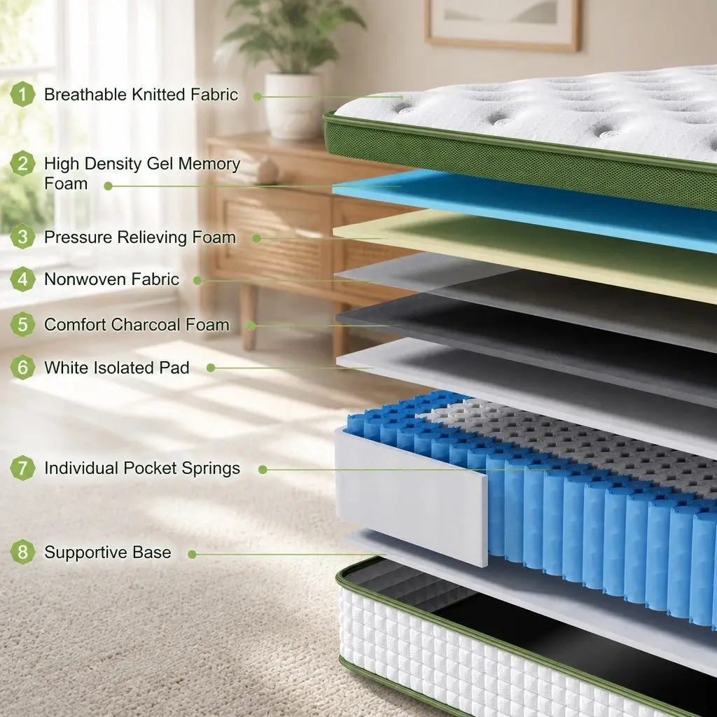 Queen-Sized 30cm Hybrid Mattress with 5 Zones and Gel Foam
