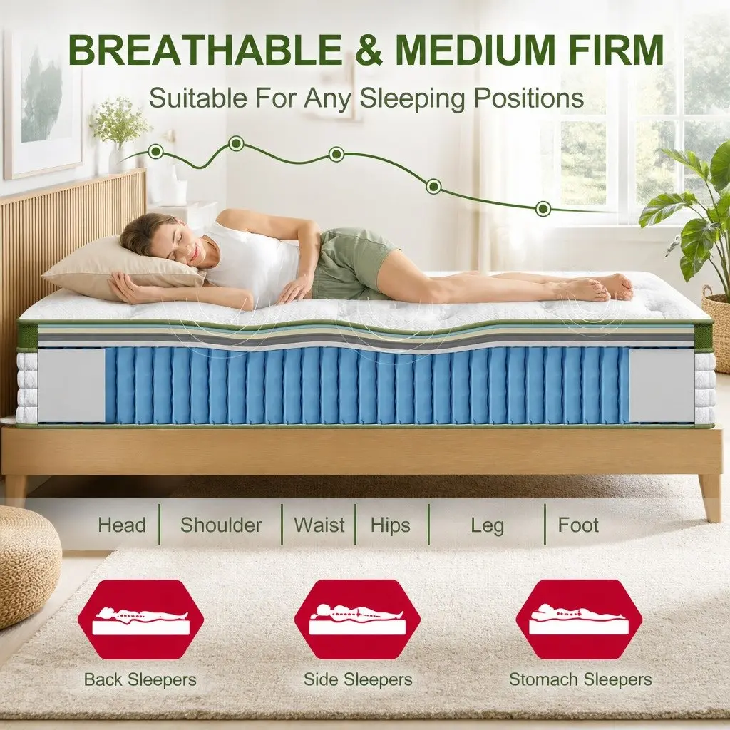 Queen-Sized 30cm Hybrid Mattress with 5 Zones and Gel Foam