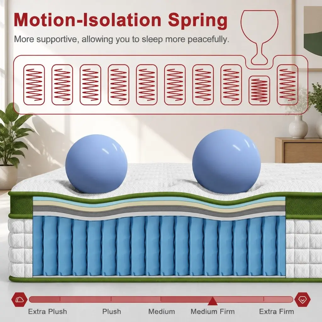 Single Mattress 30cm Hybrid Pocket Spring Gel Memory Foam Medium Firm Cooling
