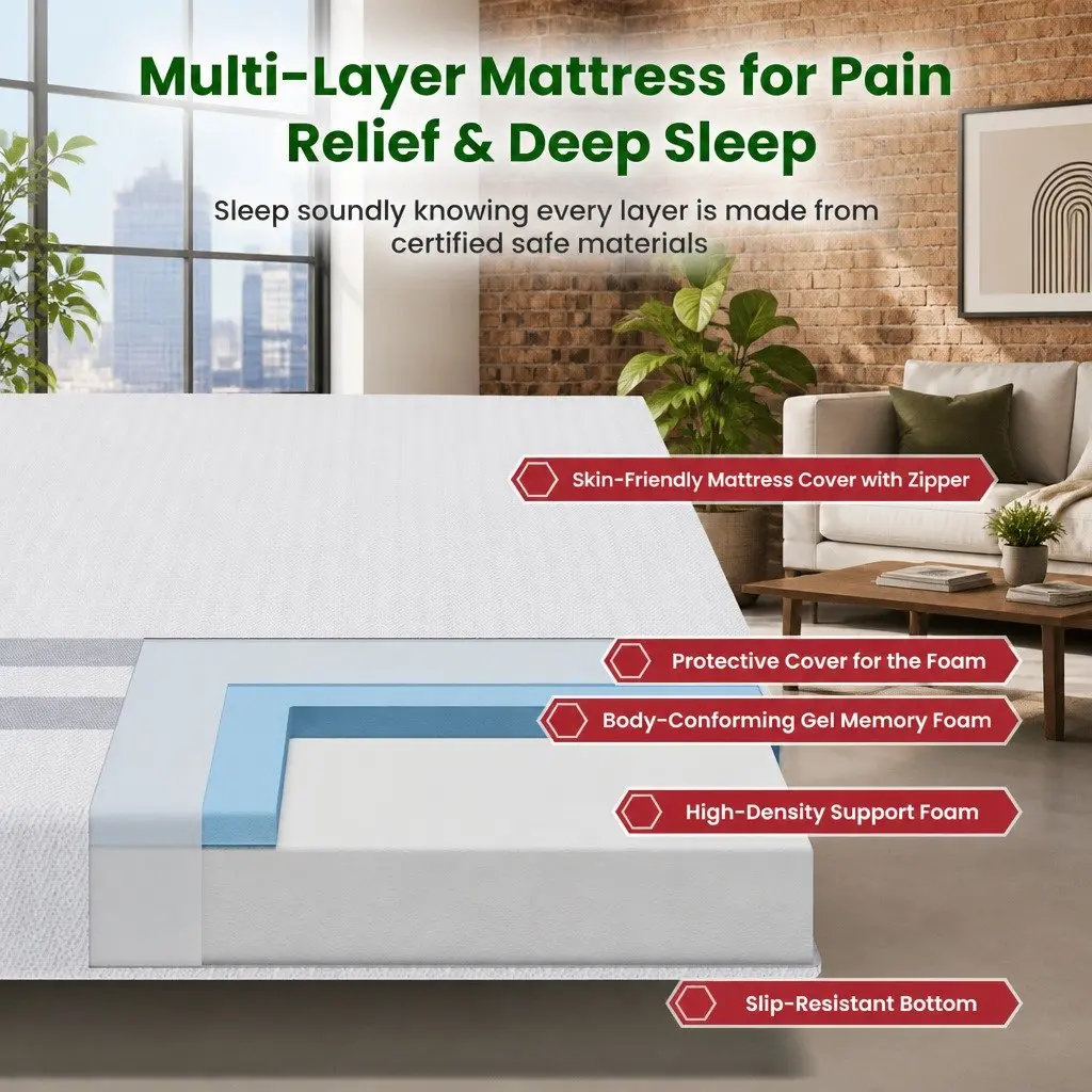 Double Memory Foam Mattress 20cm Medium Soft Firm Reversible White Bed