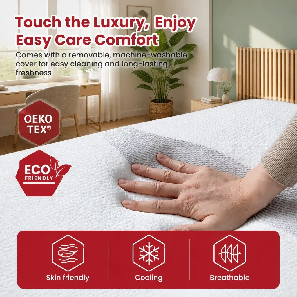 King Single Mattress Reversible 20cm Dual-Sided Gel Memory Foam Medium Soft Firm