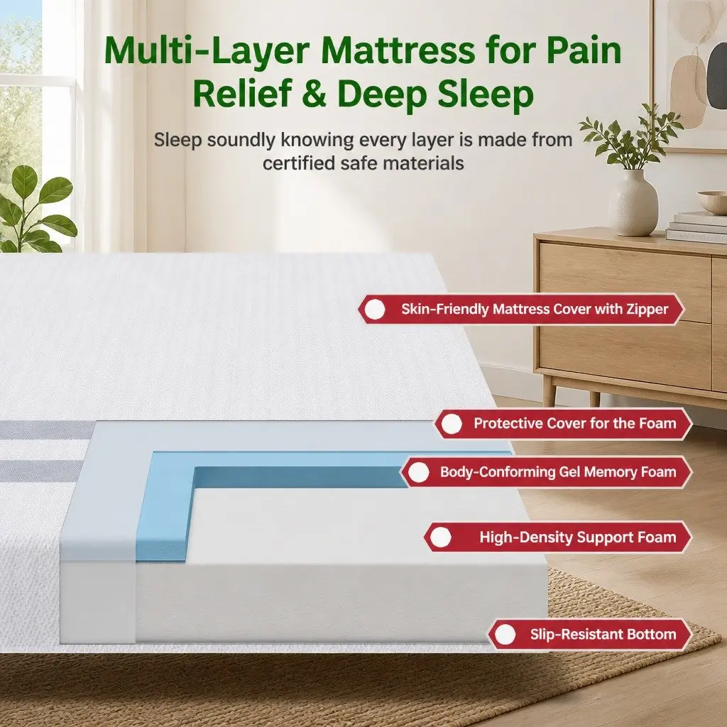 Queen Memory Foam Mattress 20cm Medium Soft Reversible Gel Cool Sleep Bed
