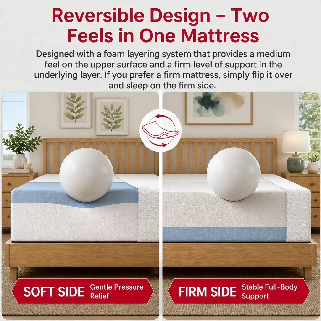 Queen Memory Foam Mattress 20cm Medium Soft Reversible Gel Cool Sleep Bed