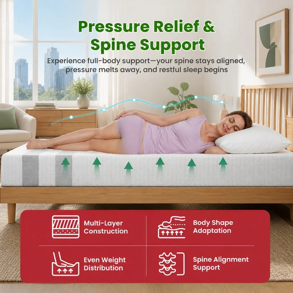 King Single Mattress for Sleep 25cm Reversible Gel-Infused Memory Foam Medium Firm