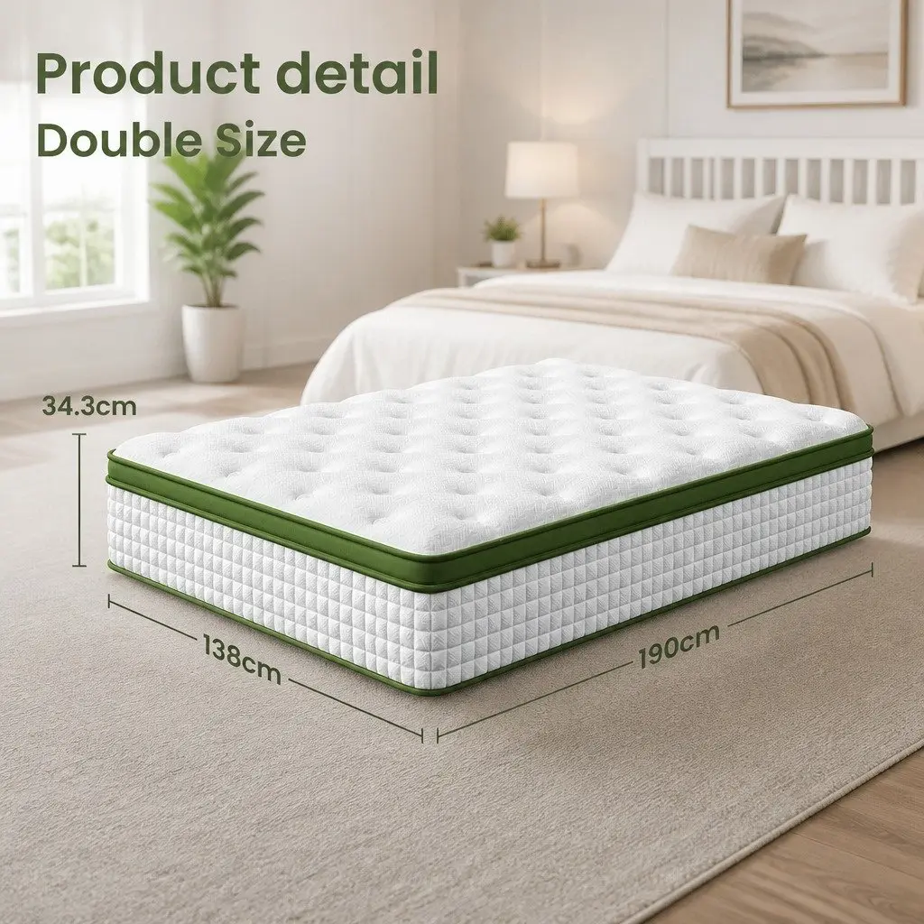 Double Mattress for Bedroom 34cm Medium Firm 5 Zone Pocket Spring