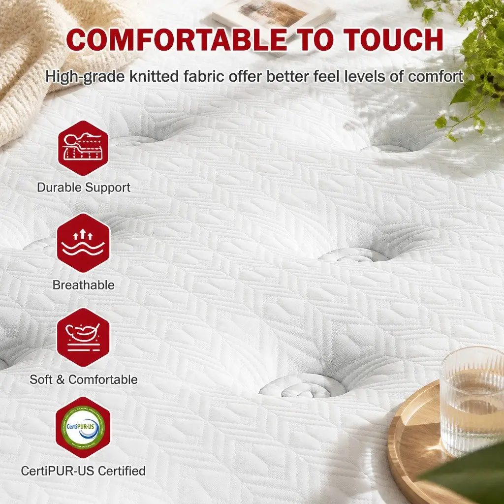 Double Mattress for Bedroom 34cm Medium Firm 5 Zone Pocket Spring