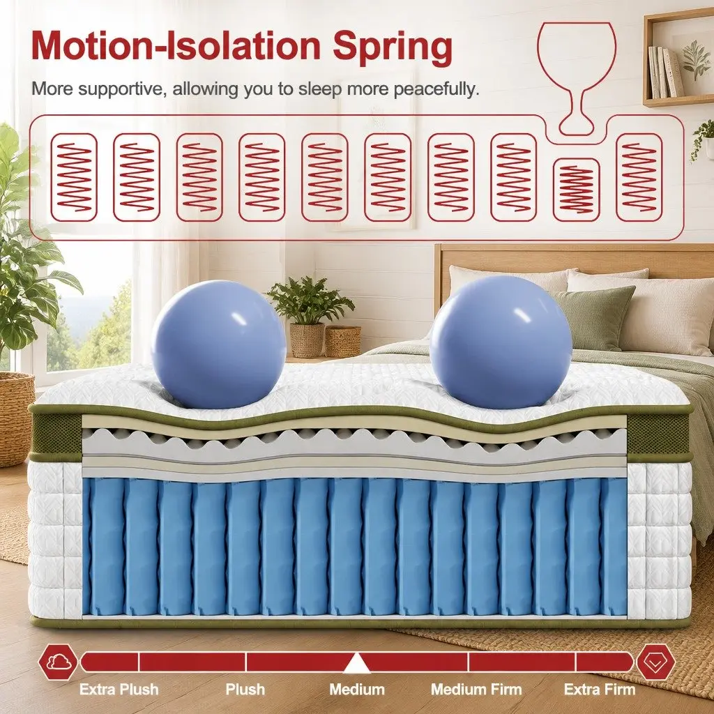 Latex Hybrid Mattress King Single 34cm Medium Firm 5 Zone Pocket Coil Support