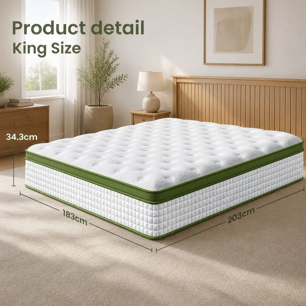 Latex Hybrid Mattress King Size 34cm Medium Firm 5 Zone Pocket Spring Bed
